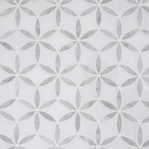 Geo Flower in carrara and thasso marble mosaic 